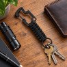 Karabińczyk taktyczny z linką paracord brelok 16 cm czarny