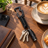Karabińczyk taktyczny z linką paracord brelok 16 cm czarny