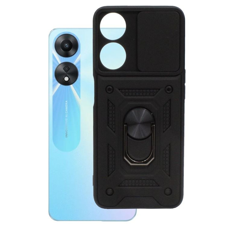 Etui pancerne CamShield Ring na telefon OPPO A78 5G czarne