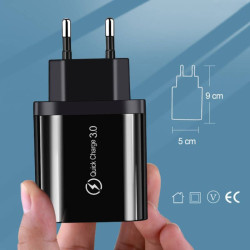 Ładowarka sieciowa QC 3.0 3 x USB czarna