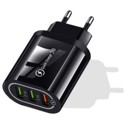 Ładowarka sieciowa QC 3.0 3 x USB czarna