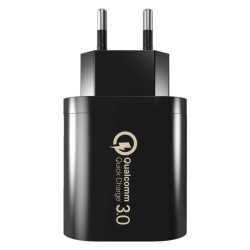 Ładowarka sieciowa QC 3.0 3 x USB czarna