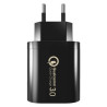 Ładowarka sieciowa QC 3.0 3 x USB czarna