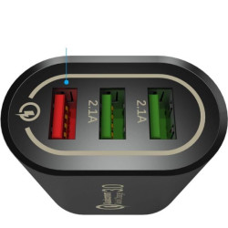 Ładowarka sieciowa QC 3.0 3 x USB czarna