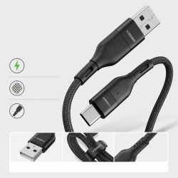 Kabel USB-A do USB-C PD 100W 5A 1,2 m czarny