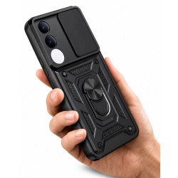 Etui pancerne CamShield Ring na telefon Vivo V70 FE 5G czarne